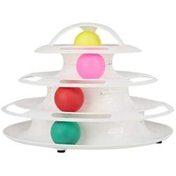 FairOnly Convenient Life Funny 4 Layers Turntable Interactive Toy with Balls Teaser for Pet Cat