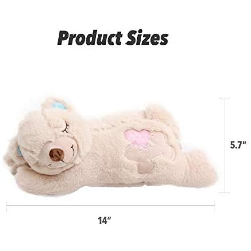 Dog Soft Plush Toy Pet Heart Beat Plush Bear Toy with Warmer Bag Puppy Anxiety Relief Toy for Puppy Dogs