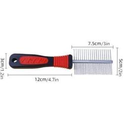 Metal Dog Combs- Dog Grooming Combs Removes Tangles - Cat Comb Removing Matted Fur - Grooming Tool with Stainless Steel Teeth and Ergonomic Grip Handle