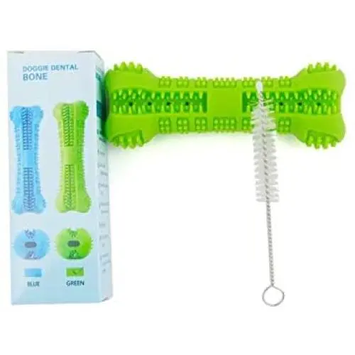 Doggo Dental Dog Toothbrush Stick & Cleaning Brush- Dog Chew Toy for Small & Medium Breeds-Dog Dental Bone Brushing Food Safety Grade Natural Silicone-Bite Resistant for Puppy Teeth Cleaning