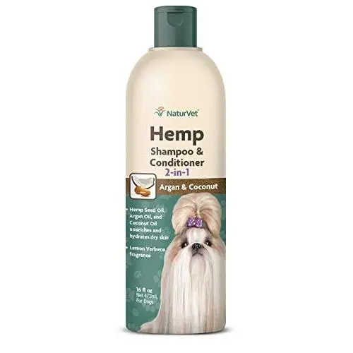 NaturVet Hemp Shampoo & Conditioner 2-in-1 with Argan and Coconut for Dogs, 16oz Liquid, Made in The USA NaturVet Hemp Shampoo & Conditioner 2-in-1 with Argan and Coconut for Dogs, 16oz Liquid, Made in The USA