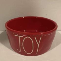 Rae Dunn JOY Dog pet bowl - red - 6 inches - ceramic