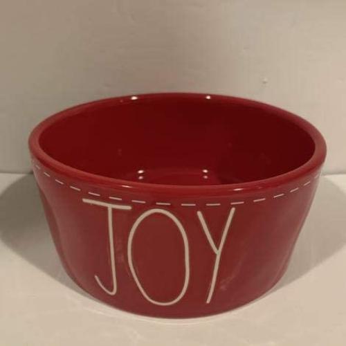 Rae Dunn JOY Dog pet bowl - red - 6 inches - ceramic