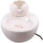 THMY Ceramic Cat Drinking Water Fountain,1.3 Liters Pet Water Fountains for Cats and Dogs,Electric Pet Water Dispenser with Quiet Pump and 5 Replacement Filters - White Lotus Style