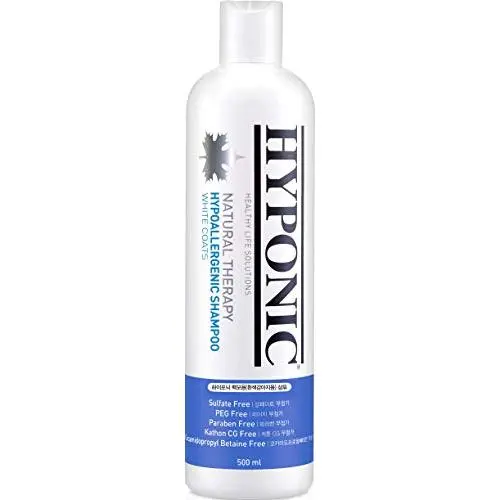 HYPONIC Hypoallergenic Natural Therapy Dog Shampoo for White Coats | No Conditioner Required | Certified Hypoallergenic | Natural, Safe & No Harmful Chemicals | Sulfate & Paraben-Free 16.9oz (500ml) HYPONIC Hypoallergenic Natural Therapy Dog Shampoo for White Coats | No Conditioner Required | Certified Hypoallergenic | Natural, Safe & No Harmful Chemicals | Sulfate & Paraben-Free 16.9oz (500ml)