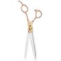 Purple Dragon 7.0'' 3 in 1 Gold Professional Pet Grooming Chunker Scissors - Downward Curved Shears and Dog Hair Cutting Scissor with Pet Comb for Pet Groomer or Family DIY Use