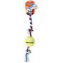 Mammoth Flossy Chews Color 3 Knot Tug w/Tennis Ball – Premium Cotton-Poly Tug Toy for Dogs – Interactive Dog Tug Toy – Rope Dog Toy with Tennis Ball