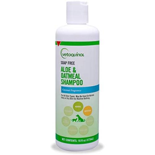 Vetoquinol Aloe & Oatmeal Shampoo — Gentle, Moisturizing Formula with Coconut Scent for Dogs & Cats