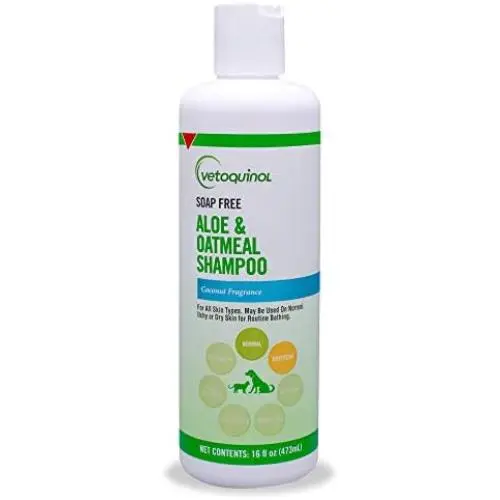 Vetoquinol Aloe & Oatmeal Shampoo — Gentle, Moisturizing Formula with Coconut Scent for Dogs & Cats Vetoquinol Aloe & Oatmeal Shampoo — Gentle, Moisturizing Formula with Coconut Scent for Dogs & Cats