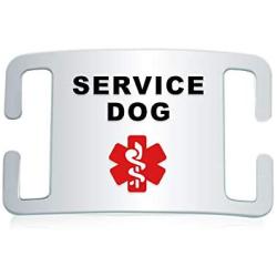 Elegant Chef Service Dog ID Tag- Fits on Dog Collar, Harness or Vest Strap– Quiet and Silent Stainless-Steel Medical Service Dog Tag with Enamel– 3 Sizes for Small, Medium or Large Dogs