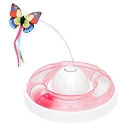 redcolourful Quality Pet Supplies, Cat Electric Butterfly Toys Teaser Stick Cat Turntable Ball Automatic Toy Pink Ideal Pet Product