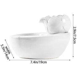 KNDJSPR Lotus Cat Waterer, Automatic Ceramic Drinking Fountain, Soften Water Prevent Dry Burning, 6 Replaceable Filters, for Bedroom Balcony Living Room