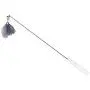 ocijf179 Cat Teaser Pet Cat Kitten Teaser Bell Feather Playing Steel Wire Stick Wand Interactive Toy - Grey