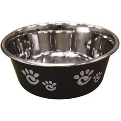 Ethical Pet Barcelona Matte and Stainless Steel Pet Dish, 32-Ounce, Licorice (6103)