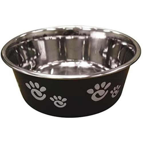 Ethical Pet Barcelona Matte and Stainless Steel Pet Dish, 32-Ounce, Licorice (6103)