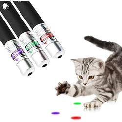 Interactive Cat Laser Toy Pen for Indoor Cats Dogs, 3 PCS Funny Dog Chaser Point Toys Indoor Playing Training Exercise, Green Red Violet Pet Puppy Kitten Tease Stick Handheld Clicker Wand for Teaching