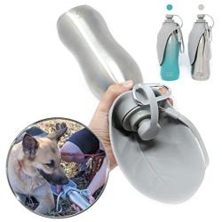 Dog Water Bottle Just4GSD - Portable dog water bottle, dog travel water bottle, handy water bottle dispenser for your pet when walking, hiking or travel with your dogs. 20 oz dog bowl water bottle