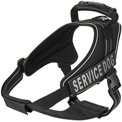 Service Dog Vest Harness - Military Grade Assistance Dog Harness with Removable Reflective Patches - Comfortable & Safe - Handle for Maximum Training, Walking Control (Free ADA Card Download)