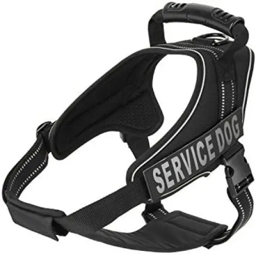 Service Dog Vest Harness - Military Grade Assistance Dog Harness with Removable Reflective Patches - Comfortable & Safe - Handle for Maximum Training, Walking Control (Free ADA Card Download) Service Dog Vest Harness - Military Grade Assistance Dog Harness with Removable Reflective Patches - Comfortable & Safe - Handle for Maximum Training, Walking Control (Free ADA Card Download)
