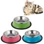 CEREALY 3 Color Dog Bowl Stainless Steel Cat Feeder Bowl Water Bowl with Non-Slip Rubber Base Easy to Clean Pets Feeding Accessories for Small Dogs Cats Pets Kittens Ppuppy Rabbits Hamsters