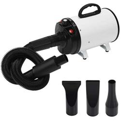 Display4top Professional Pet Grooming Blower,Adjustable Speed Dog Hair Dryer with Heater, Spring Hose and 3 Different Nozzles