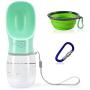 Portable Dog Water Bottle with Collapsible Bowl, FineGood 2.76'' Big Trough 12OZ Leak Proof Pet Travel Drinking Bottle for Small Cat Puppy for Outdoor Hiking Walking