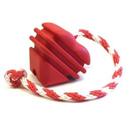 SodaPup MuttsKickButt Dog Toy - Natural Rubber Heart on a String Reward Ball - Chew & Dental Toy - Aggressive Chewers - Red
