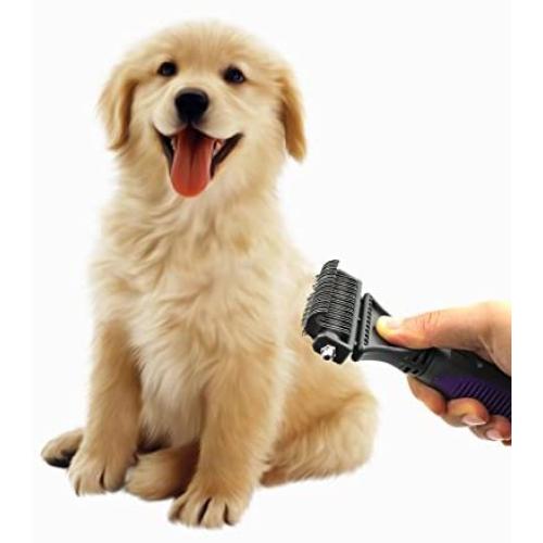 Pet Dematting Tool By Hertzko - for Dogs and Cats - Removes Loose Undercoat, Mats and Tangled Hair- Great Grooming Comb Tool for Brushing, Dematting and Deshedding.