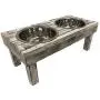 Huntley Pet Berjen Table Elevated Double Bowl Pet Feeder, White Wash Huntley Pet Berjen Table Elevated Double Bowl Pet Feeder, White Wash