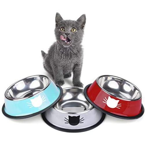Legendog 3Pcs Cat Bowls, Cute Cat Food Bowls, Stainless Steel Cat Bowl, Cat Bowls for Food and Water, Cat Food Dish with Food Scoops…