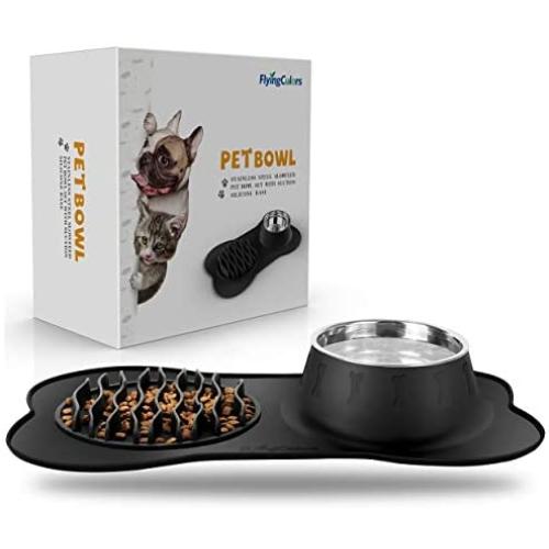 FLYINGCOLORS Pet Bowl Set Black