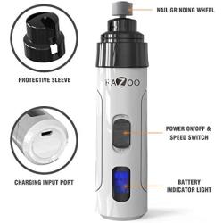 Razoo Dog Nail Grinder with Two Speed – Professional Electric Pet Nail Trimmer for Cats, Large, Medium & Small Dogs - Painless Paw Smoothing, Grooming, Trimming Tool – Rechargeable, Low Noise & Quiet