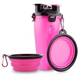 Guardians Dog Travel Water Bottle Collapsible Bowls, 2 in 1 Pet Food Container with Collapse Bowls, Outdoor Portable Water Bowls for Walking, Traveling, Camping and Hiking