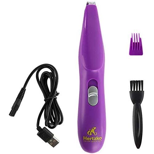 Hertzko Pet Hair Trimmer Dog Clipper - Grooming Shaver for Hair around Face Paw Eyes & Ears of Dogs Cats & Small Animals - Low Vibration Noise - 2-level speed - Cordless Rechargeable Includes USB Wire