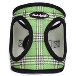 Bark Appeal Mesh Step in Harness, Medium, Green Plaid