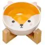 QINYUAN Cat Bowl, Cute Dog Food Water Feeder Pet Puppy Ceramic Drinking Dish with Wooden Rack Non-Slip Tableware Feeding Supply Accessorie QINYUAN Cat Bowl, Cute Dog Food Water Feeder Pet Puppy Ceramic Drinking Dish with Wooden Rack Non-Slip Tableware Feeding Supply Accessorie