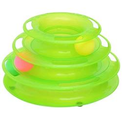 Chenyouwen Pet Toys Great Interactive 3 Layers Tower of Tracks Balls Cat Toy (Orange) (Color : Green)