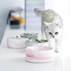 Cat Ceramic Bowl Pet Solid Wooden Frame Cat Drink Water Bowl Dog Food Basin Dog Bowl Ragdoll Food Bowl Cat Supplies (Pink)