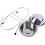 Gozier Double Diner Pet Bowls Cups, Stainless Steel Food Water Bowls Bunny Feeder Coop Cups with Non Slip Feeding Station for Dogs Cats Rabbit Bird Medium Large Animals in Crate Cage