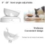 Double Cat Bowl with Raised Stand,15°Tilted Platform Cat Feeders Food and Water Bowls,Reduce Neck Pain for Cats and Small Dogs