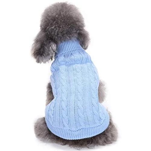 Small Dog Sweater, Warm Pet Sweater, Cute Knitted Classic Dog Sweaters for Small Dogs Girls Boys, Cat Sweater Dog Sweatshirt Clothes Coat Apparel for Small Dog Puppy Kitten Cat (Small, Light Blue)
