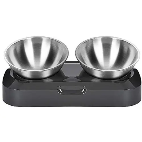 Jerock Raised Cat Bowls, Elevated 15° Tilted Stainless Steel Cat Bowls Non-Slip Stress Free Pet Food and Water Feeding Dishes for Cats and Small Dogs Jerock Raised Cat Bowls, Elevated 15° Tilted Stainless Steel Cat Bowls Non-Slip Stress Free Pet Food and Water Feeding Dishes for Cats and Small Dogs