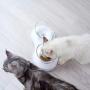 Real Pet Double Cat Bowls - Elevated Cat Food Water Bowls 0/20°Adjustable Tilted Raised Pet Feeder Bowl Tilt Design Neck Guard Stand with Anti Slip Stand for Cats and Small Dogs(Double Bowl)