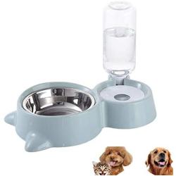 HappyCat Small Pets Water and Food Bowl Set, Dogs Cats Feeder Bowl and Automatic Water Dispenser Double Pet Bowls with Automatic Waterer Bottle for Small or Medium Size Dogs Cats