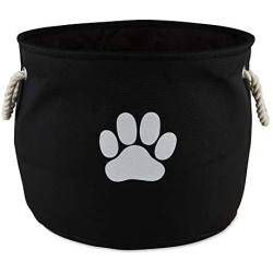 Bone Dry Pet Storage Collection Collapsible Bin, Small Round, Black