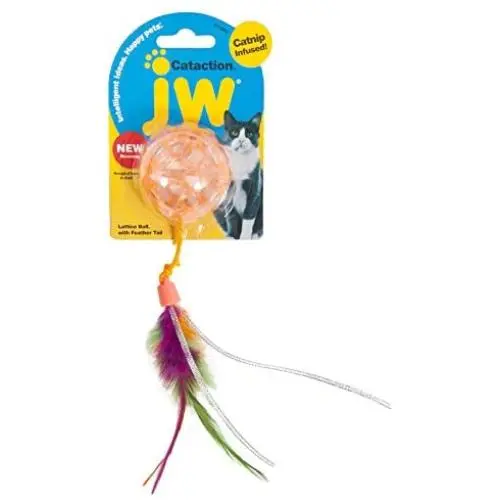 Petmate JW Cataction Lattice Ball with Tail Toy, Multicolor