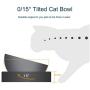 Luck Dawn Elevated Dog Cat Bowls, 0/15° Tilted Raised Stainless Steel Cat Food and Water Bowls, Non-Slip Stress Free Pet Feeding Bowls for Cat and Small Dogs