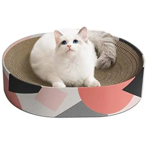 ComSaf Cat Scratcher Cardboard, Oval Corrugated Scratch Pad, Cat Scratching Lounge Bed, Durable Recycle Board for Furniture Protection, Cat Scratcher Bowl, Cat Kitty Training Toy ComSaf Cat Scratcher Cardboard, Oval Corrugated Scratch Pad, Cat Scratching Lounge Bed, Durable Recycle Board for Furniture Protection, Cat Scratcher Bowl, Cat Kitty Training Toy