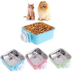 Luck Dawn Cat Crate Bowl, Stainless Steel Removable Cage Hanging Bowls with Bolt Holder for Dog Puppy