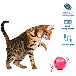 GMWZ Intelligent Cat Toy, Smart Interactive Ball Sensor Funny Cats Supplies, Automatic Scratcher Toys for Pet Kitten with LED,White